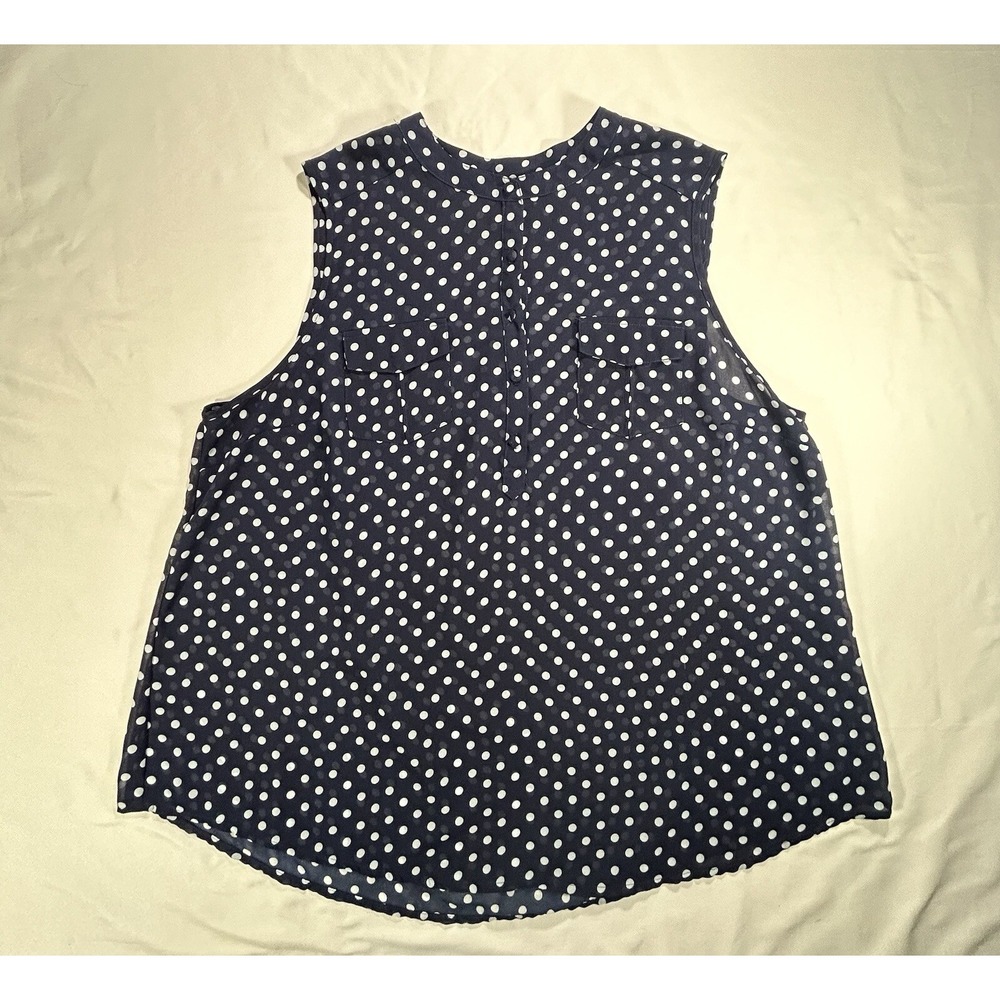 Torrid navy and‎ white polka dot sleeveless sheer blouse womens 2/2X